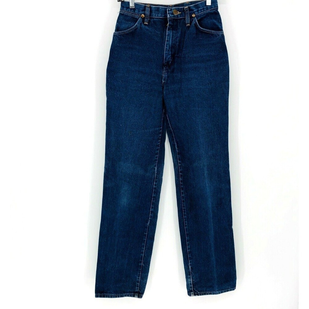 Vintage Wrangler 13MWZMR High Waist Women's Dark Wash Straight Leg Jean 10